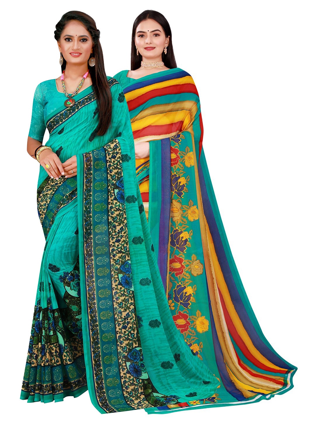

KALINI Women Multi Sarees, Navy blue
