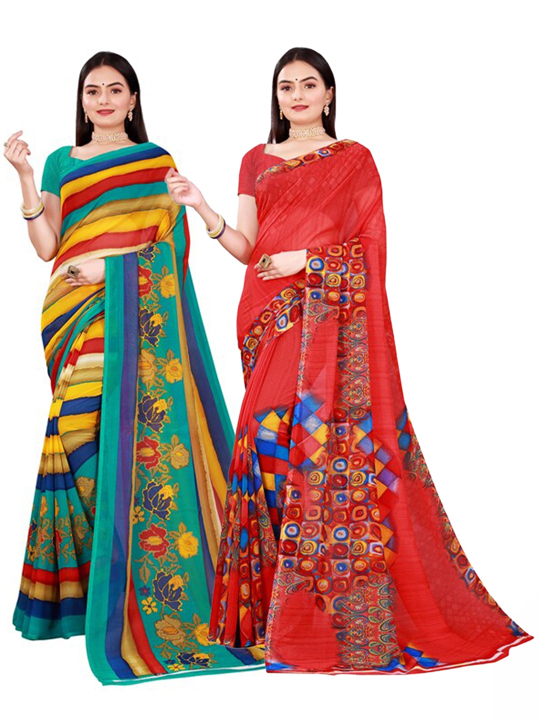 

KALINI Women Red Sarees