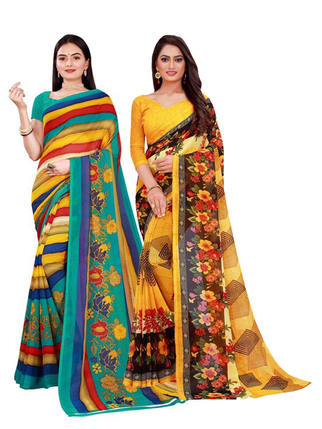 

KALINI Women Yellow Sarees