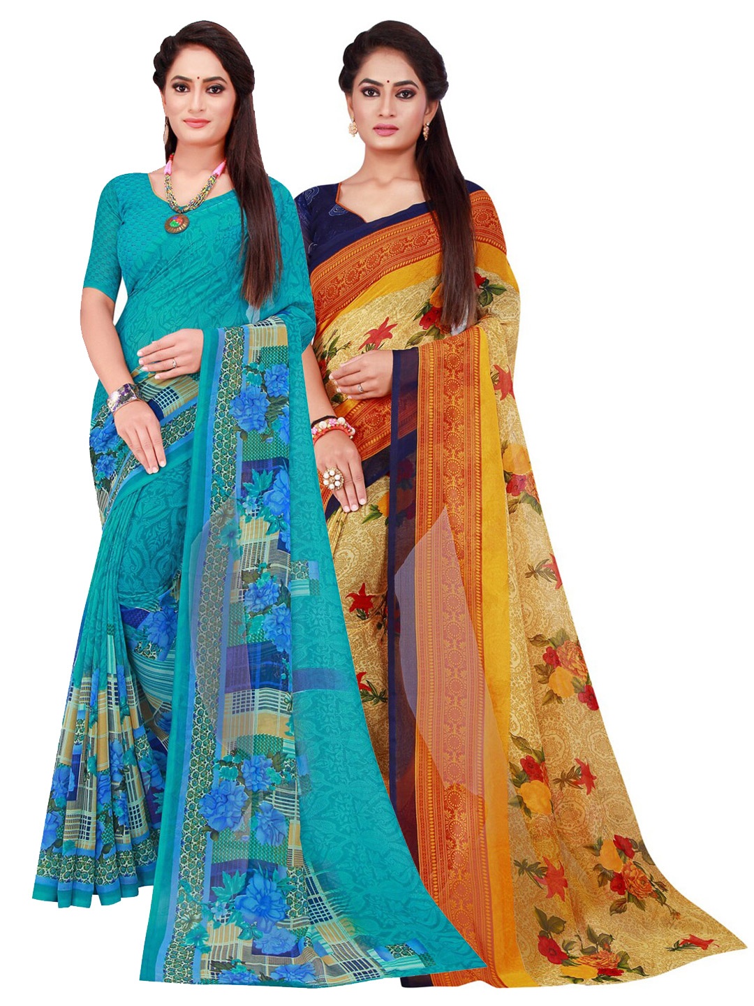 

Florence Women Turquoise Blue Sarees