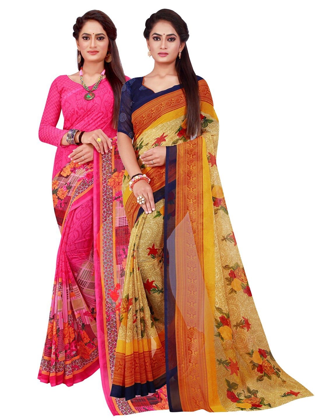 

Florence Magenta & Beige Pure Georgette Saree