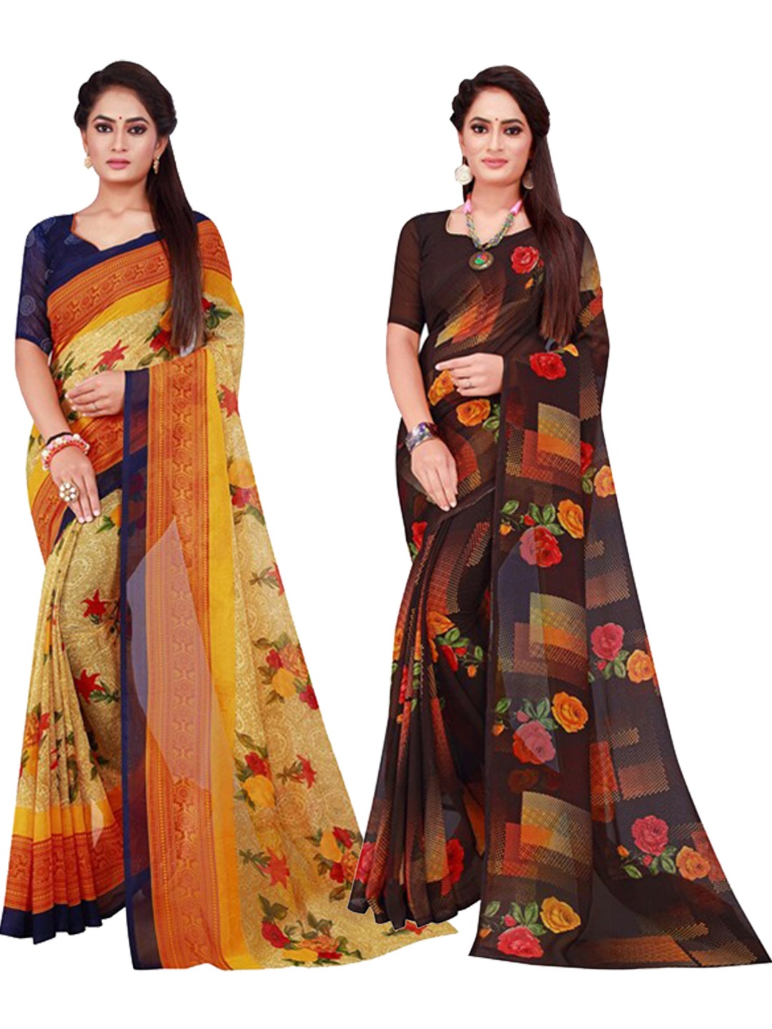 

Florence Beige & Black Pure Georgette Saree