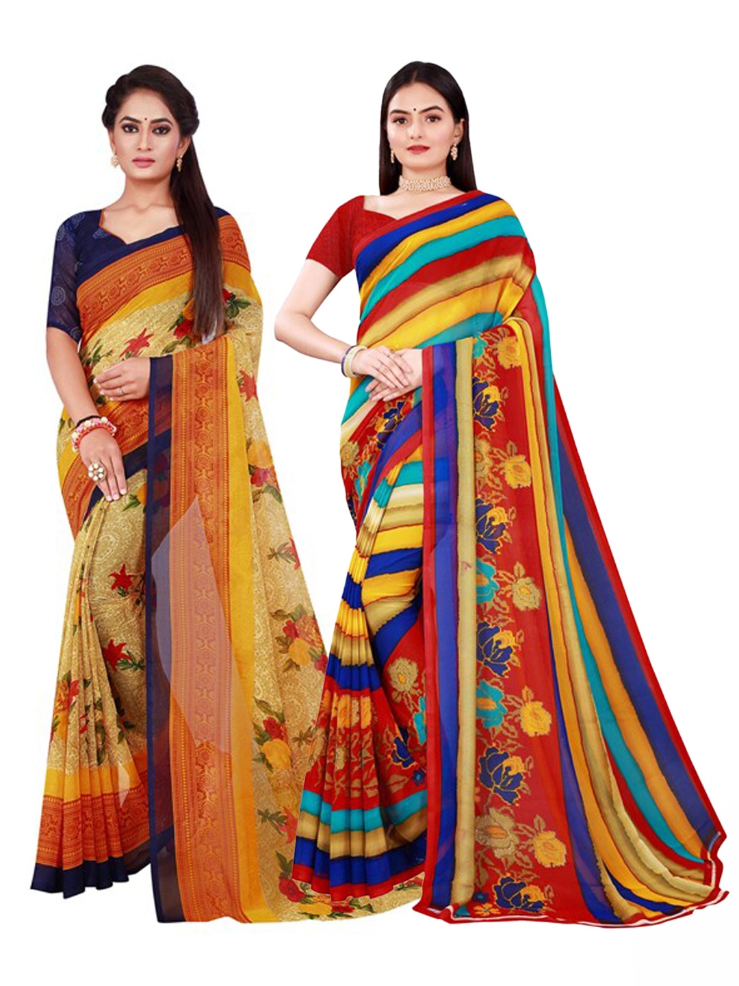 

Florence Beige & Red Pure Georgette Saree