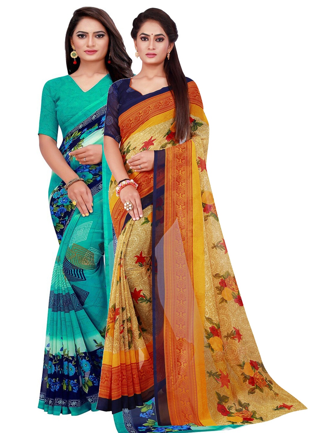 

Florence Women Turquoise Blue Sarees