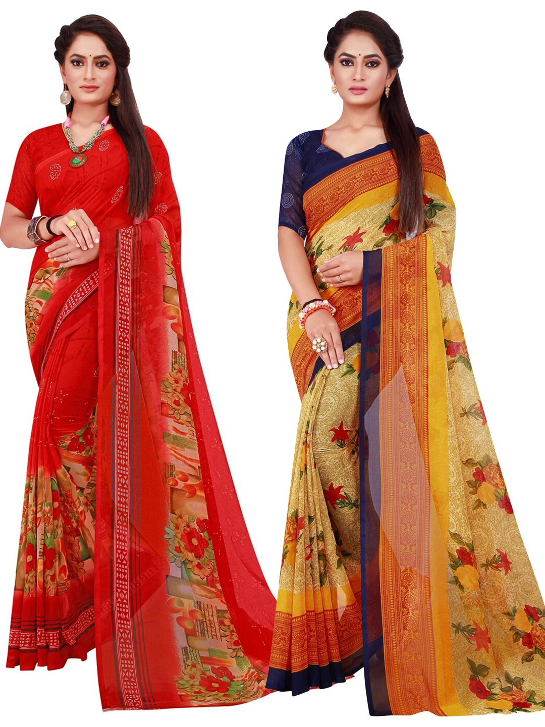 

Florence Orange & Beige Pure Georgette Saree