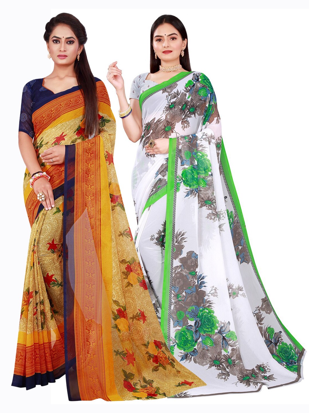 

Florence White & Grey Pure Georgette Saree