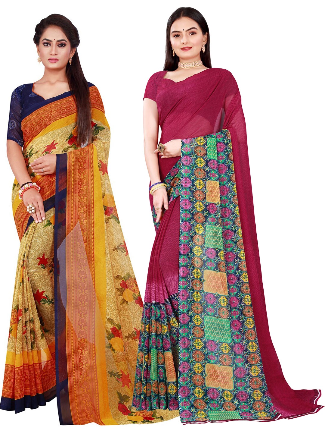 

Florence Beige & Maroon Pure Georgette Saree