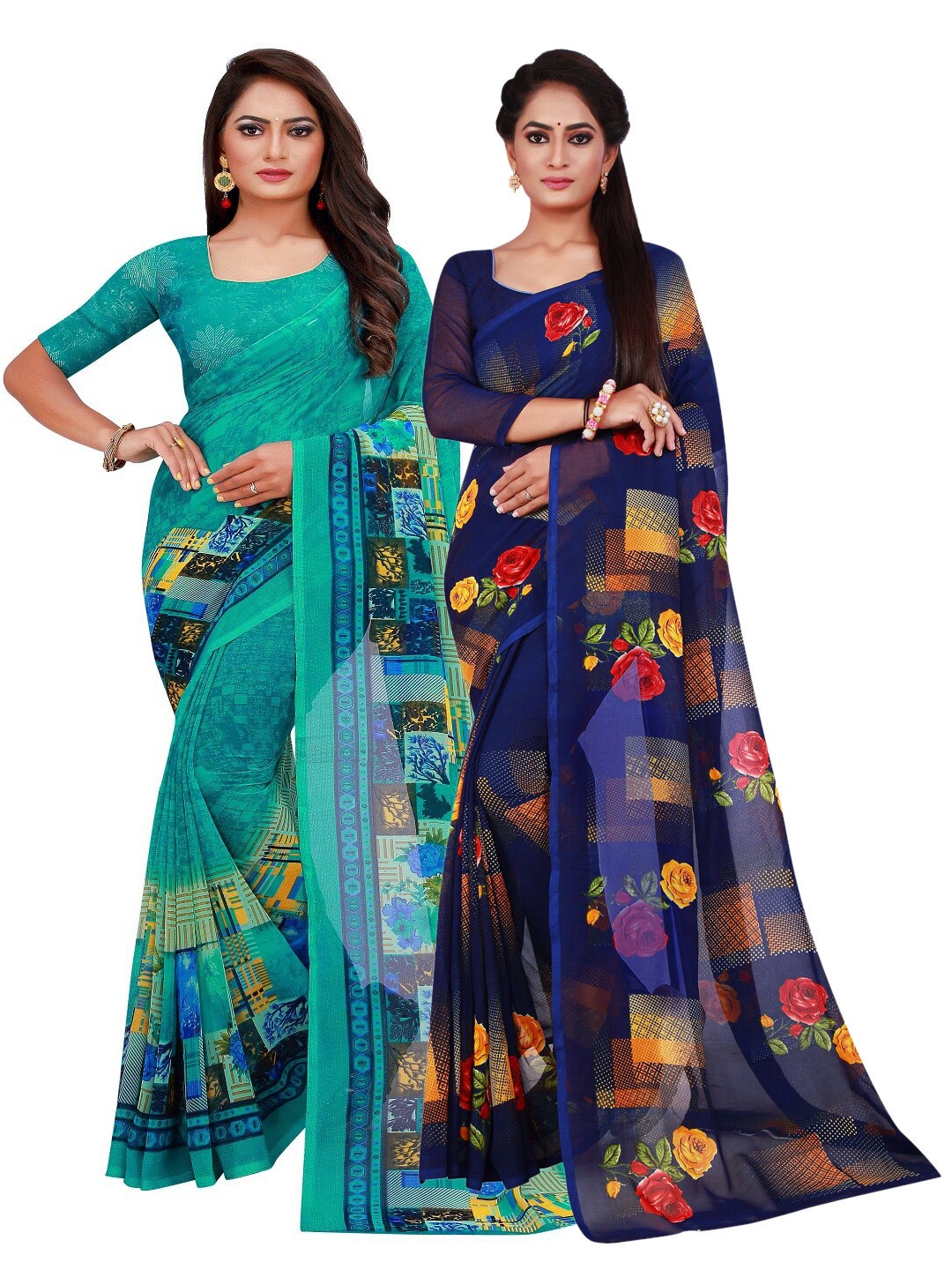

Florence Women Turquoise Blue Sarees