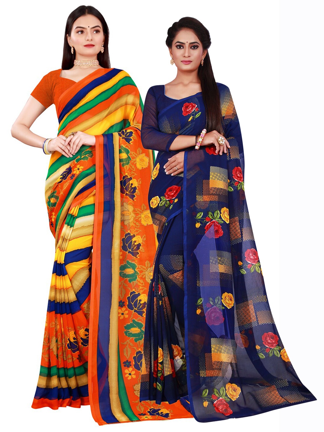 

Florence Women Multi Sarees, Navy blue