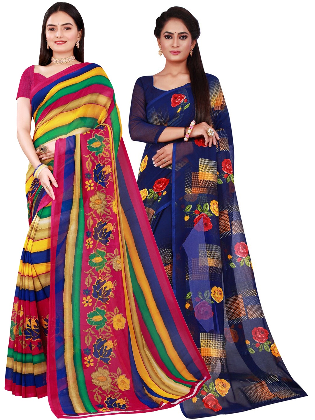 

Florence Women Multi Sarees, Navy blue