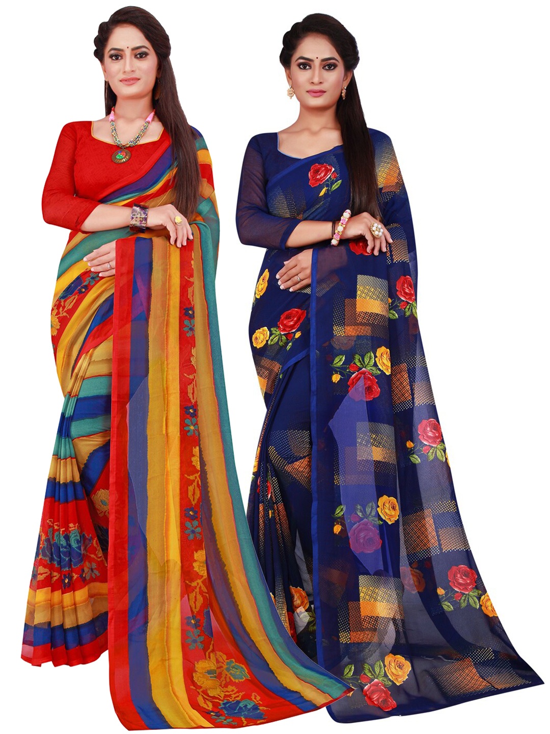 

Florence Women Multi Sarees, Navy blue