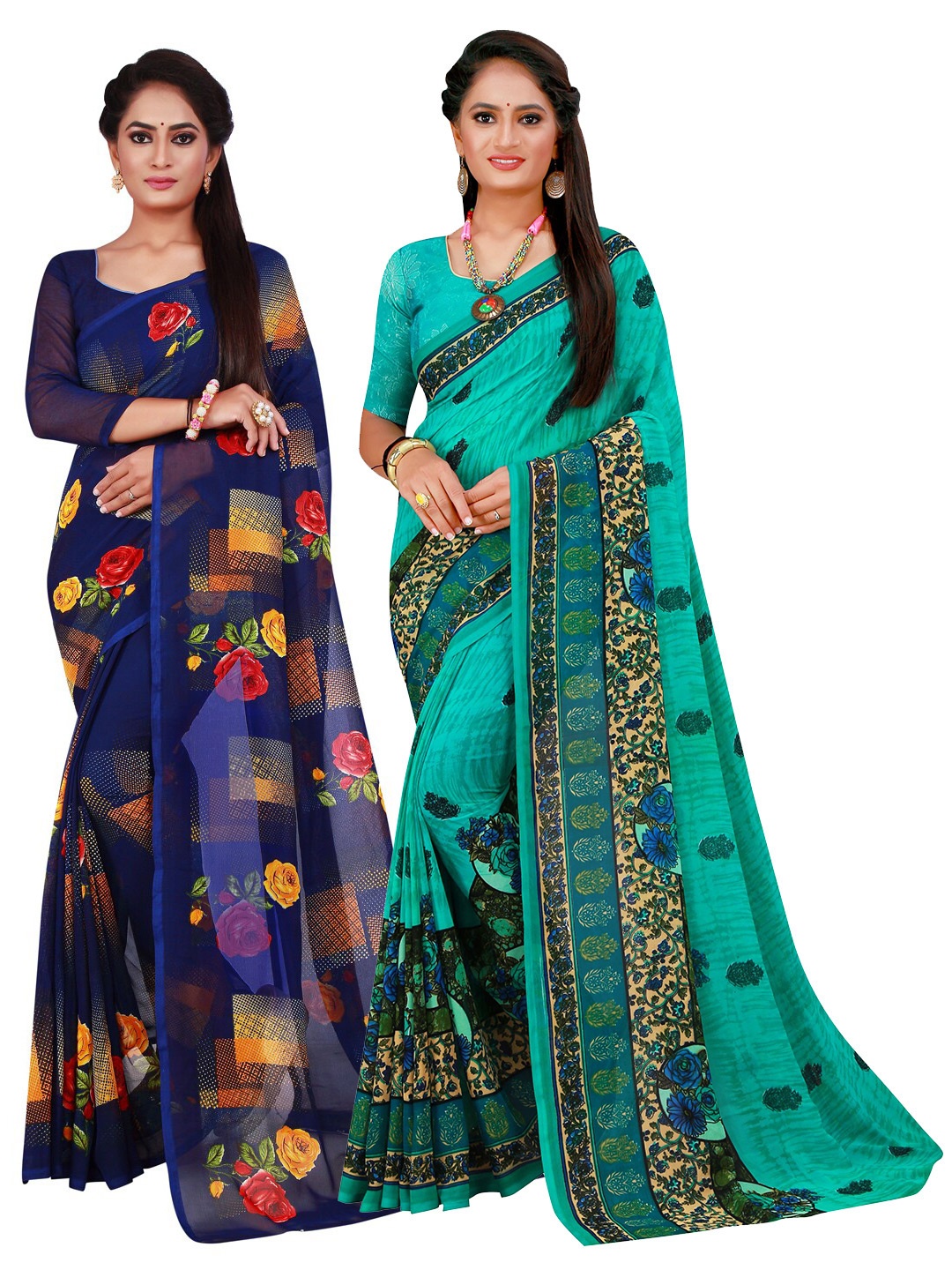

Florence Women Turquoise Blue Sarees