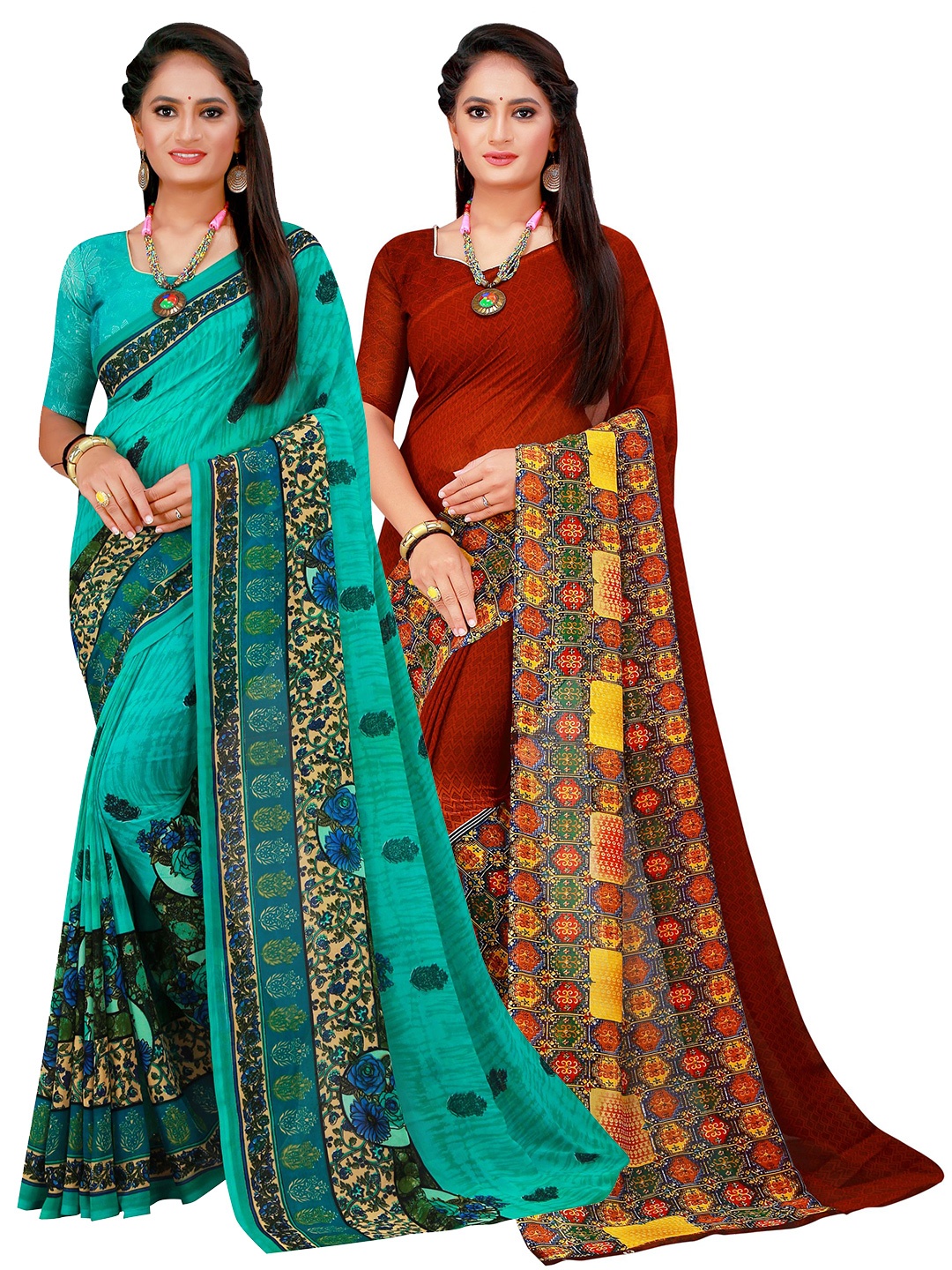 

Florence Women Turquoise Blue Sarees