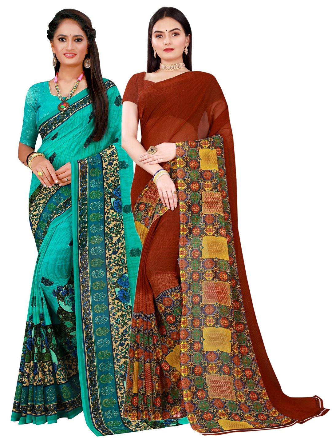 

Florence Women Turquoise Blue Sarees