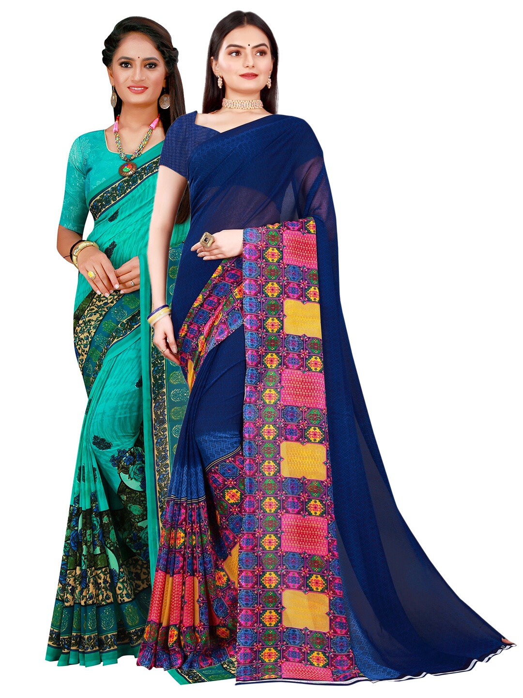 

Florence Women Turquoise Blue Sarees