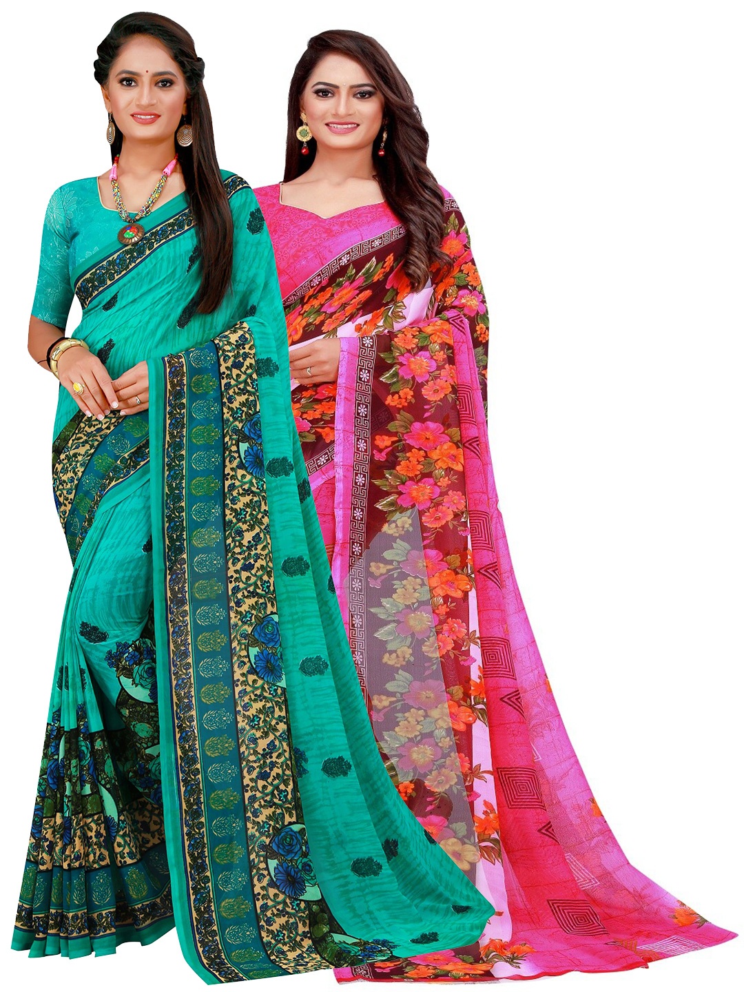 

Florence Women Turquoise Blue Sarees
