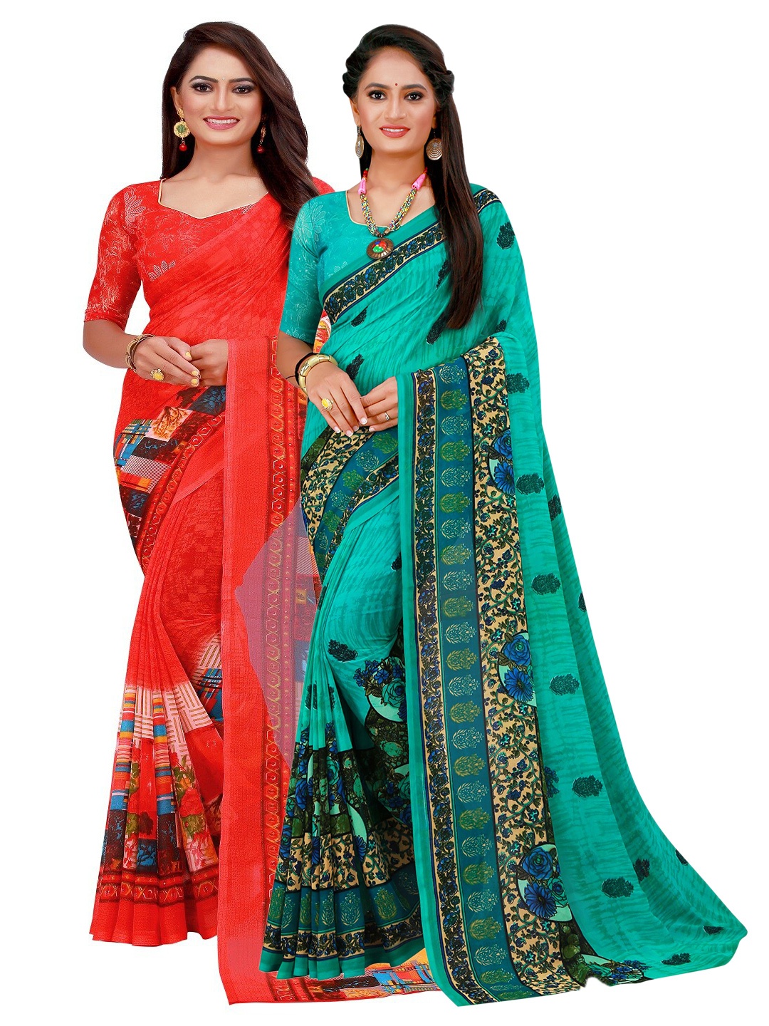 

Florence Women Turquoise Blue Sarees