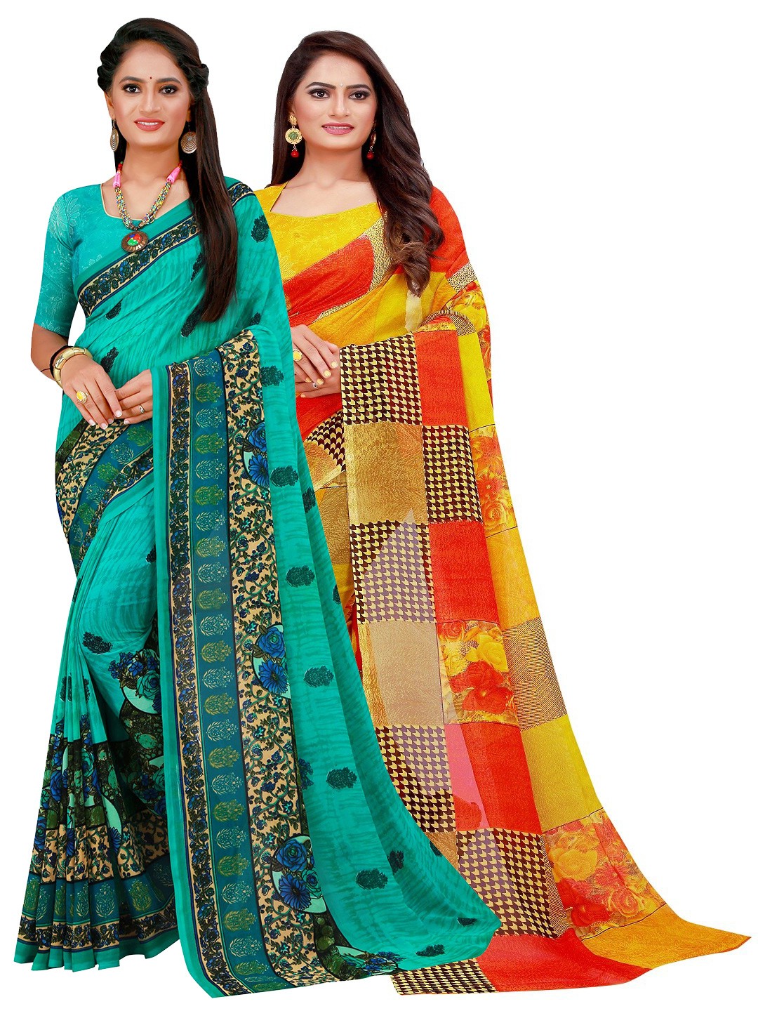 

Florence Women Turquoise Blue Sarees
