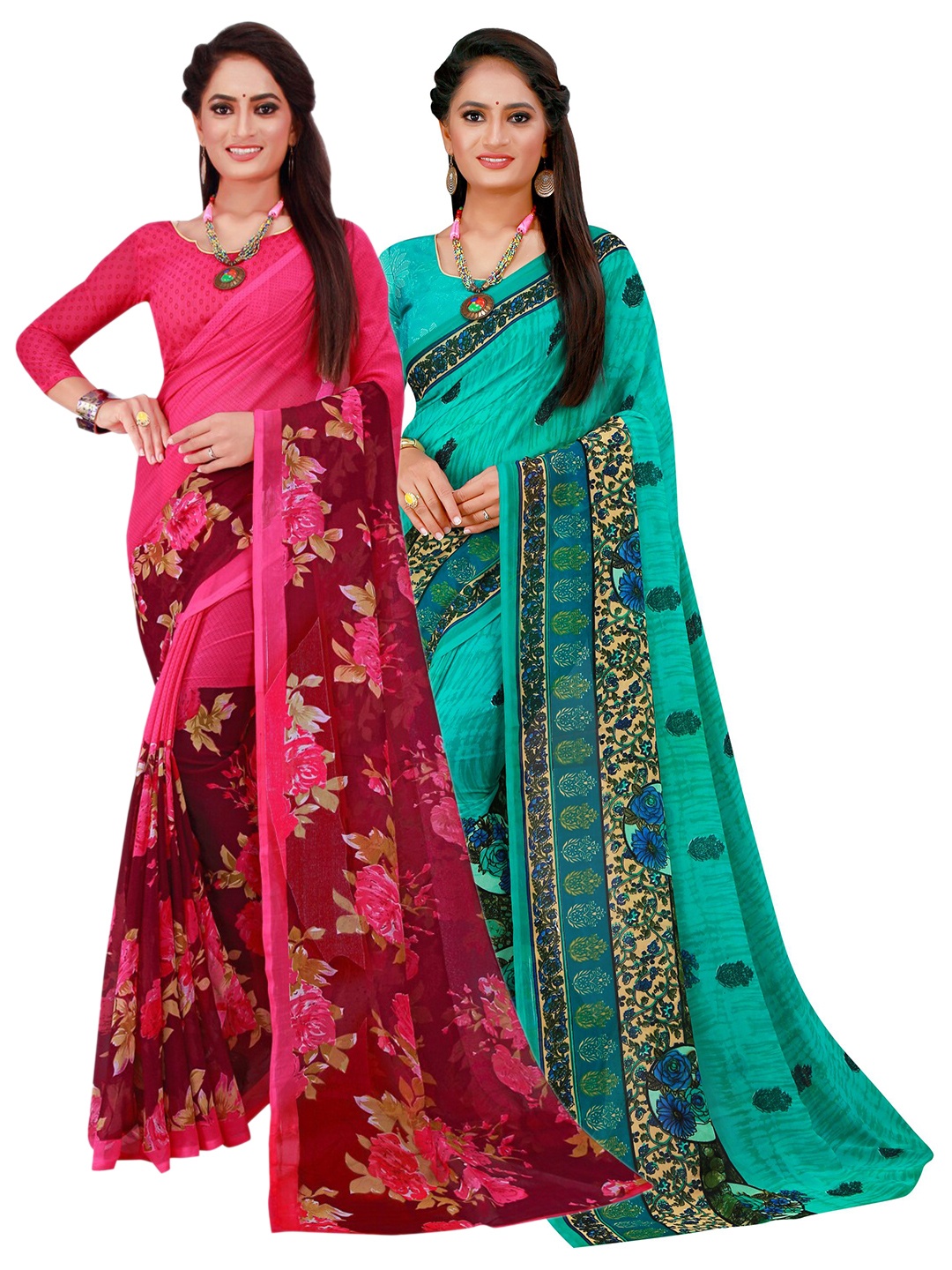 

Florence Women Turquoise Blue Sarees