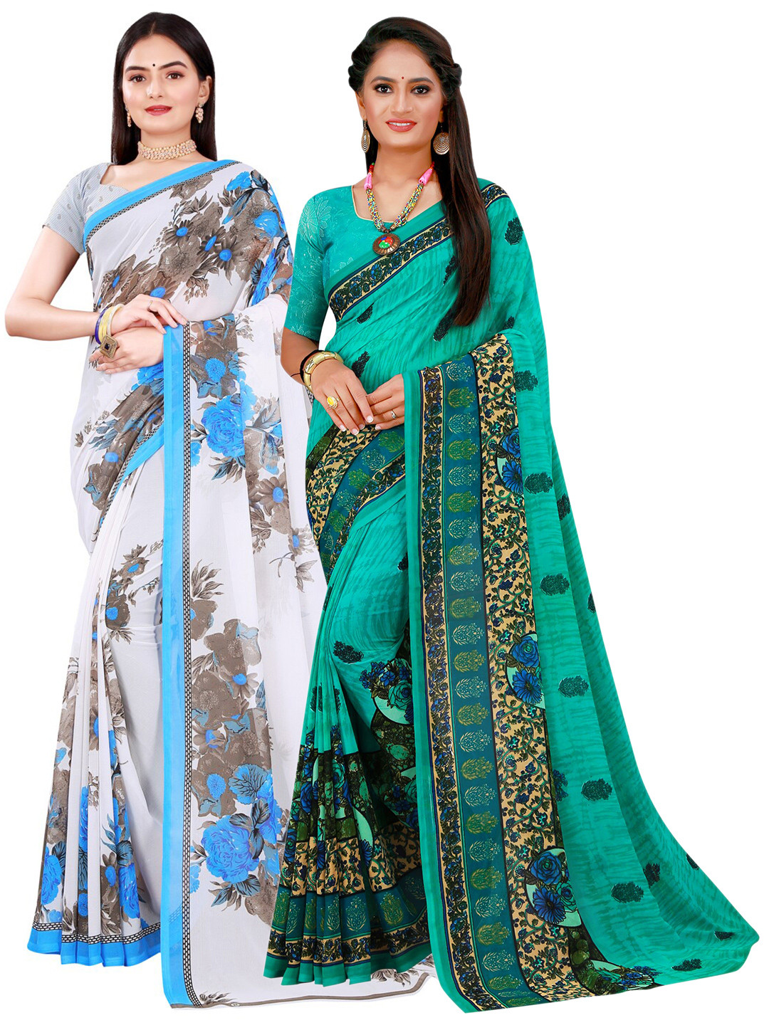 

Florence Women Turquoise Blue Sarees