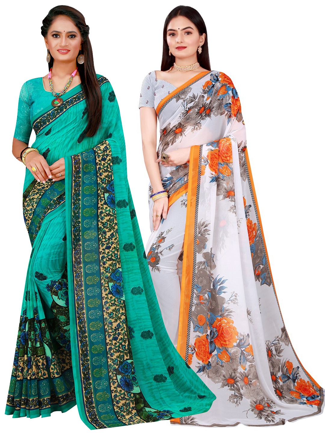 

Florence Women Turquoise Blue Sarees