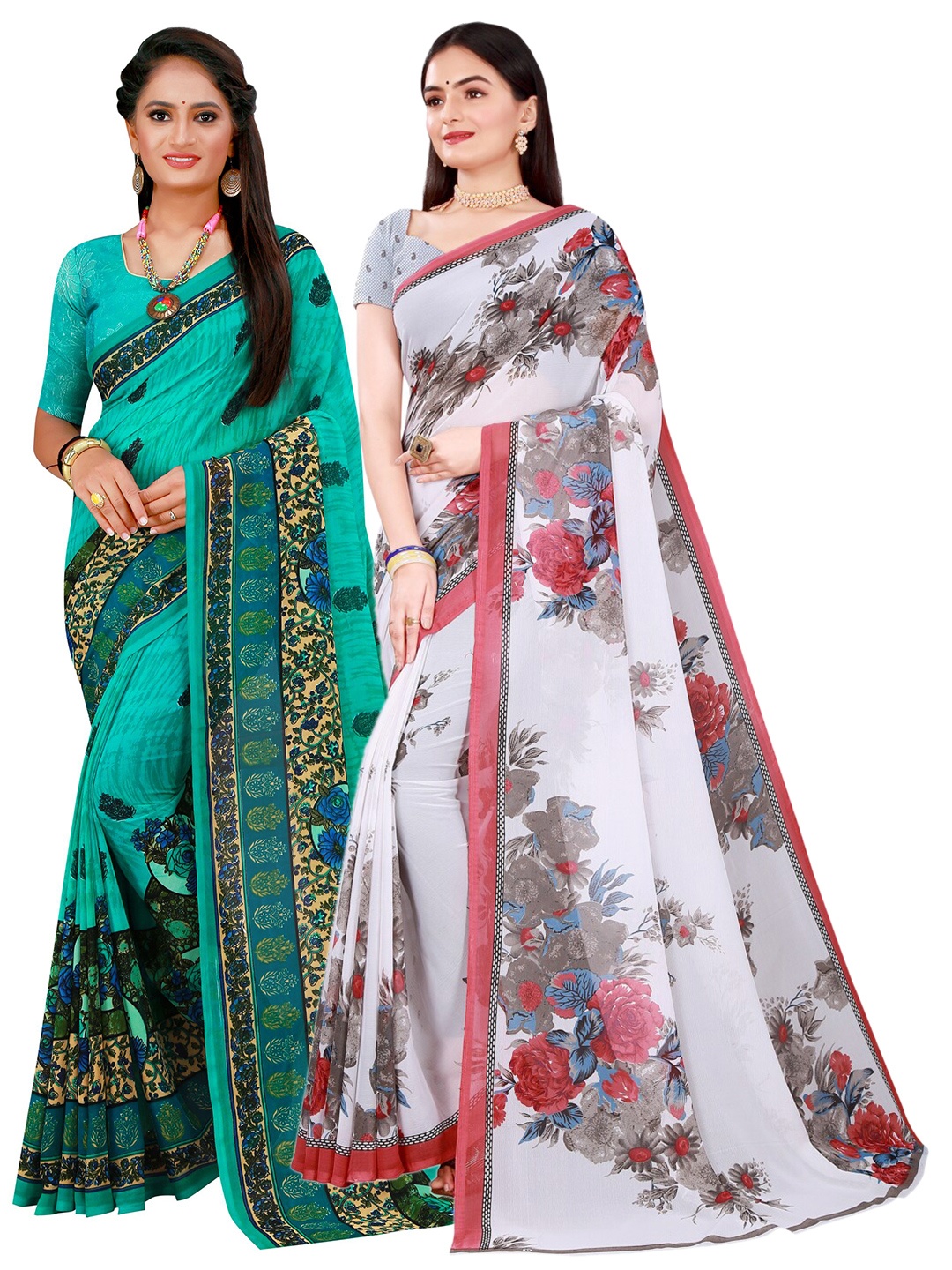 

Florence Women Turquoise Blue Sarees