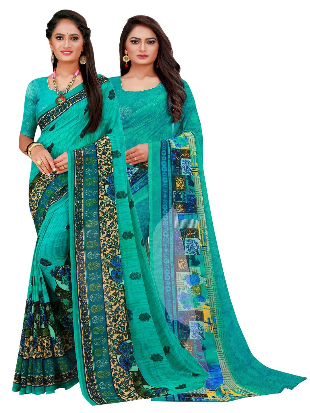 

Florence Women Turquoise Blue Sarees