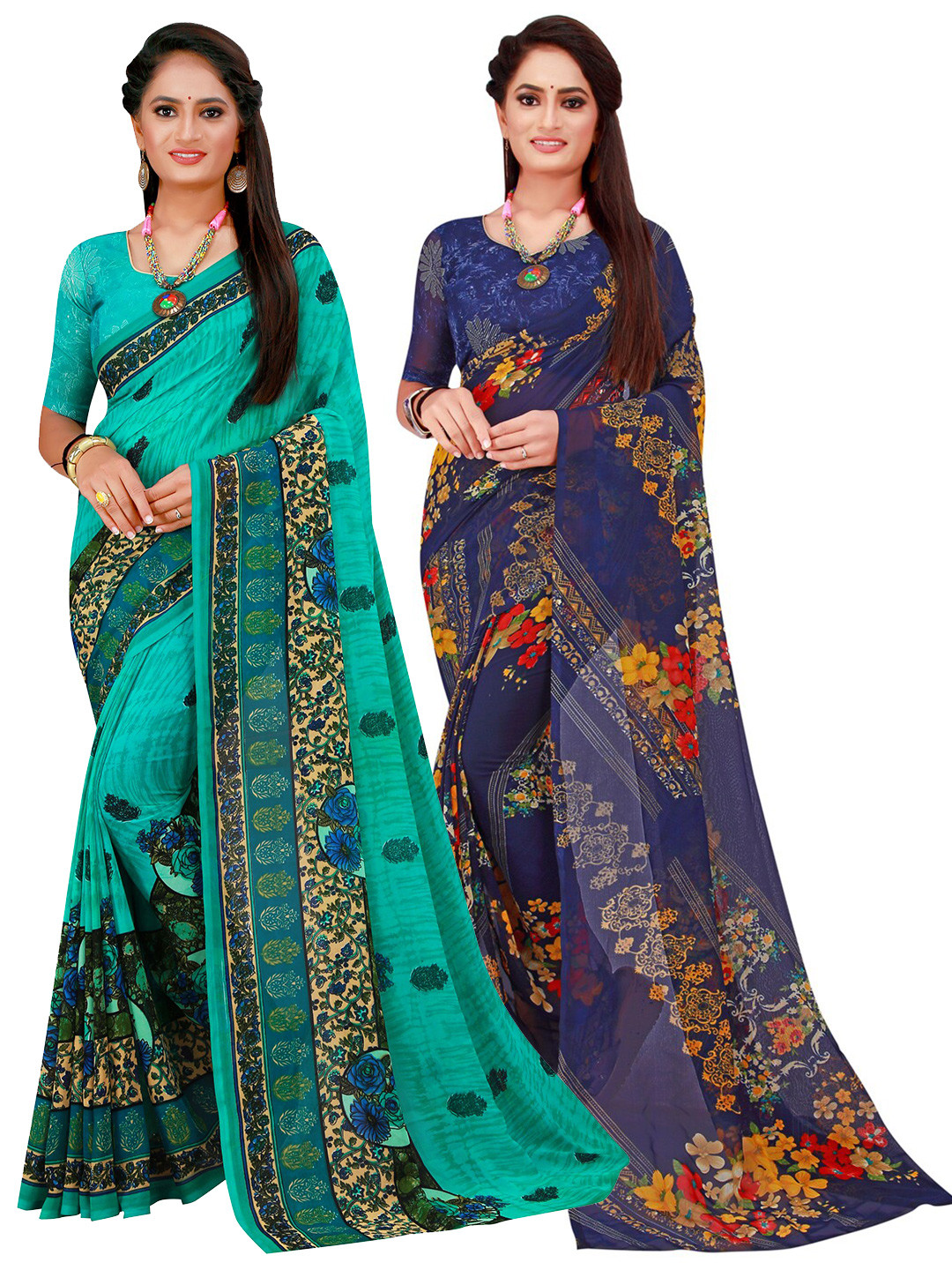 

Florence Women Turquoise Blue Sarees
