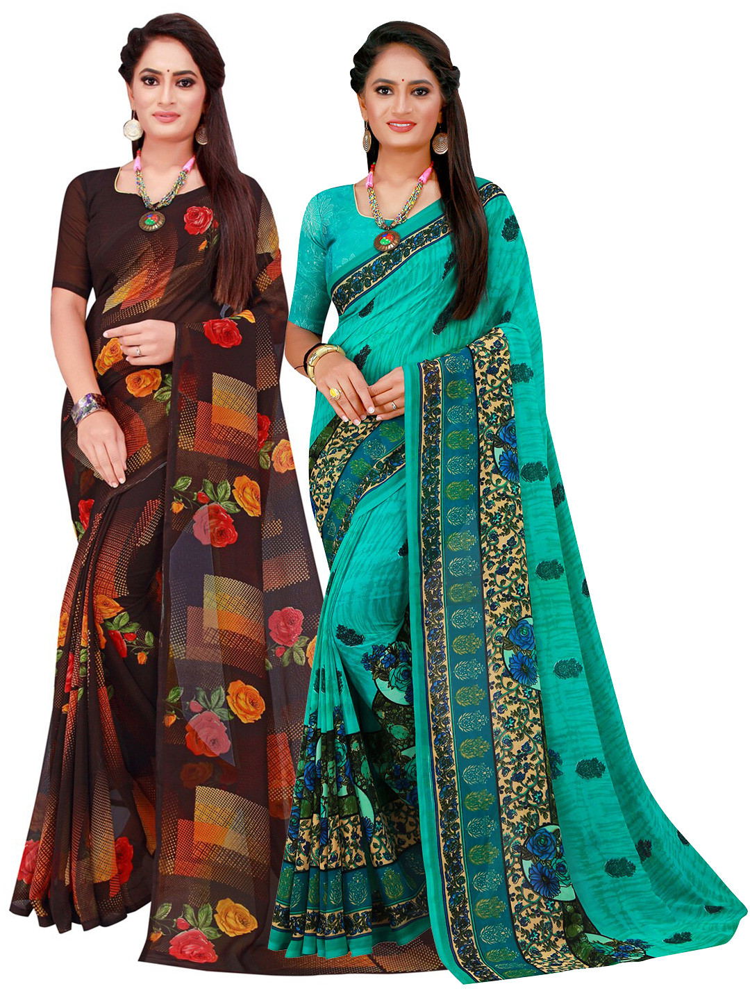 

Florence Women Turquoise Blue Sarees
