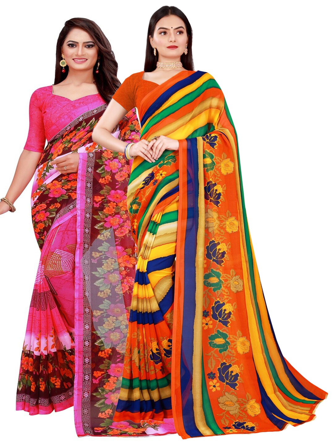 

KALINI Women Multi Sarees, Pink