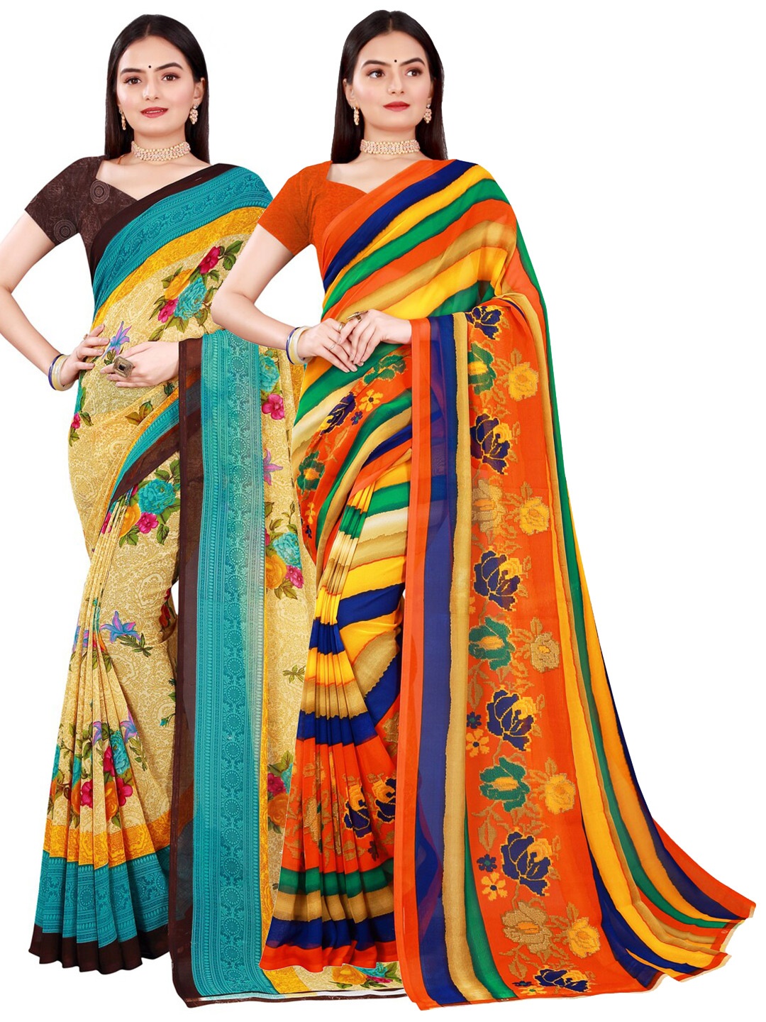

KALINI Women Multi Sarees, Beige