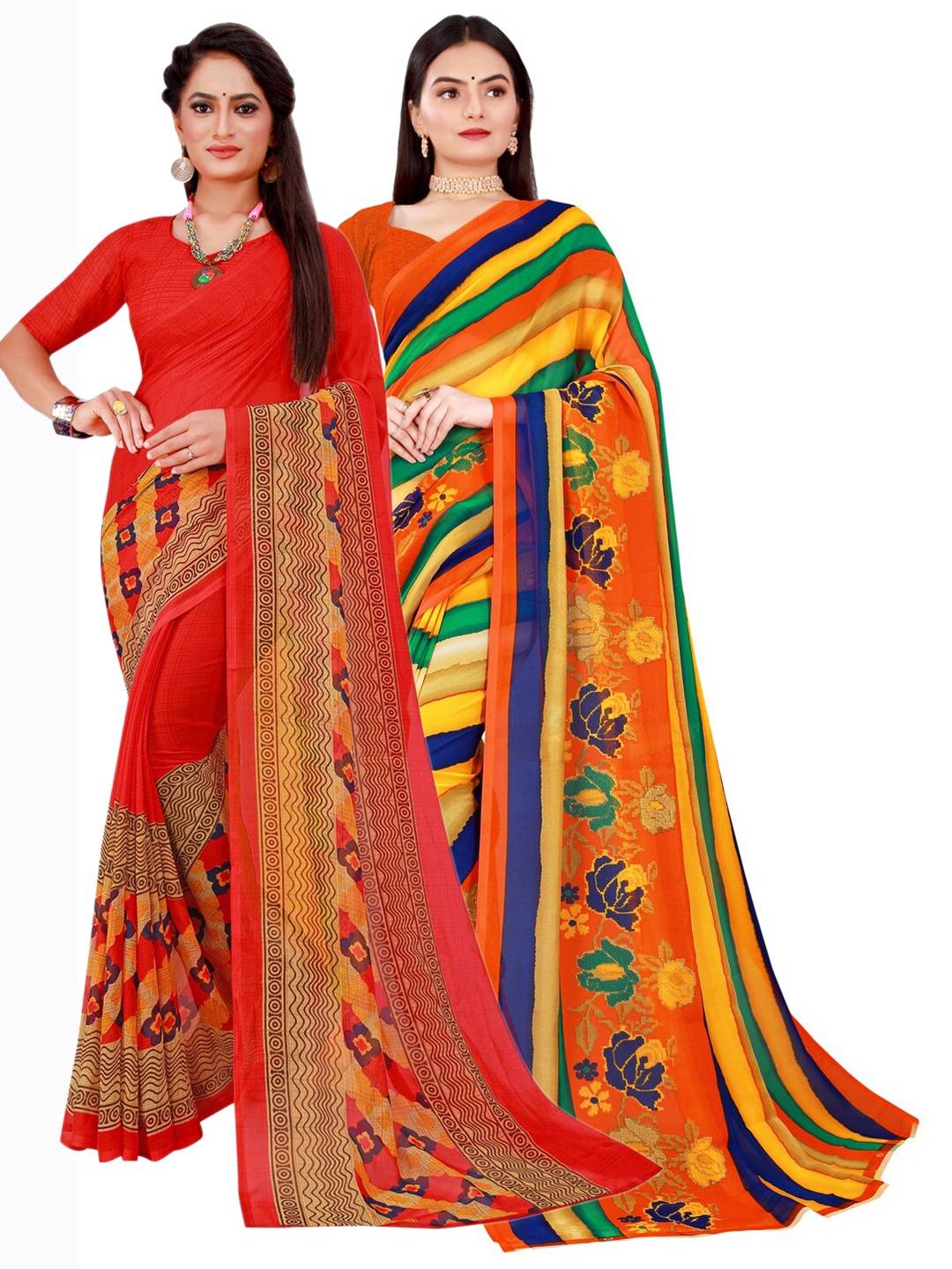 

KALINI Women Red Sarees