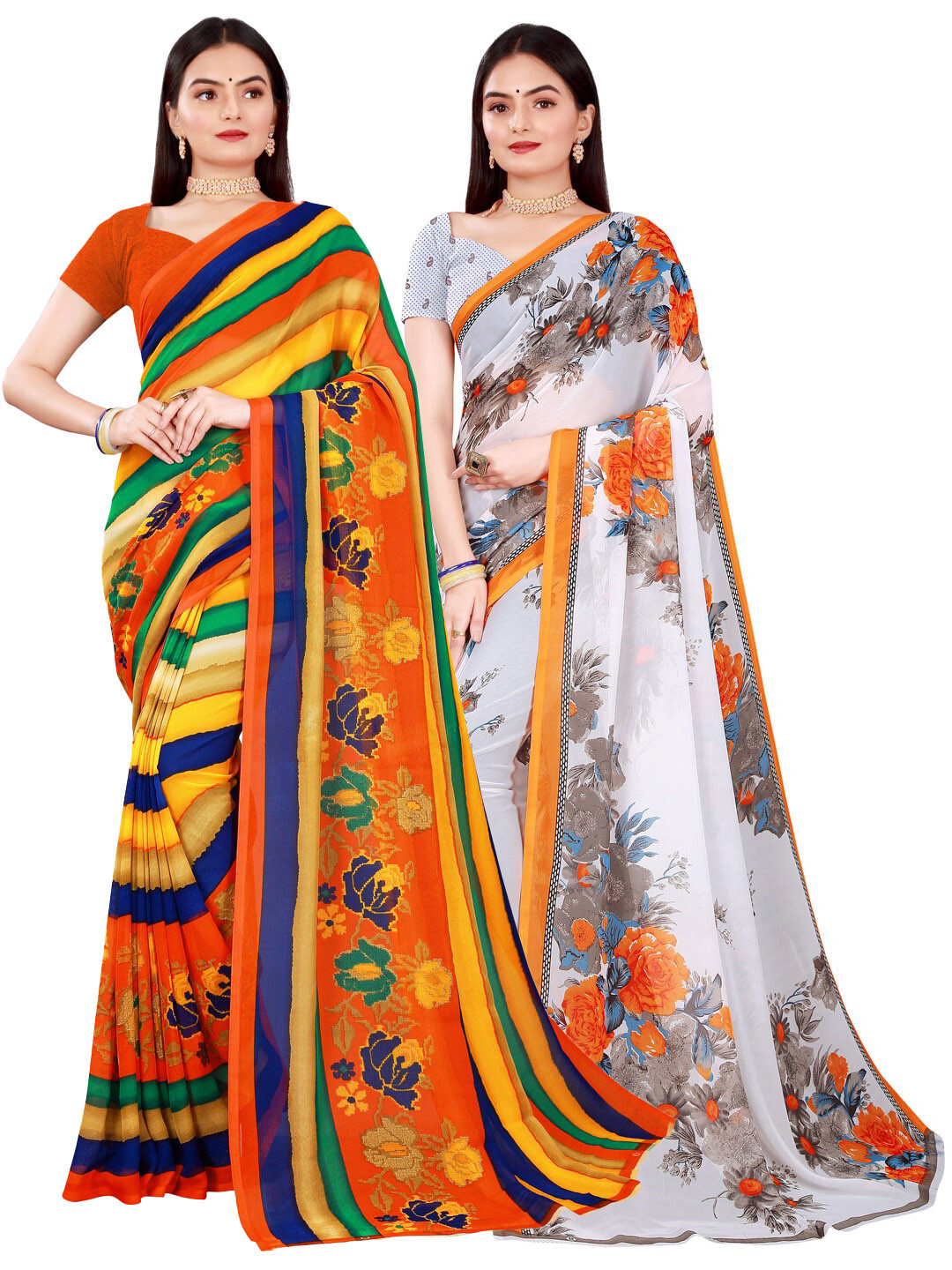 

KALINI Women Multi Sarees, White