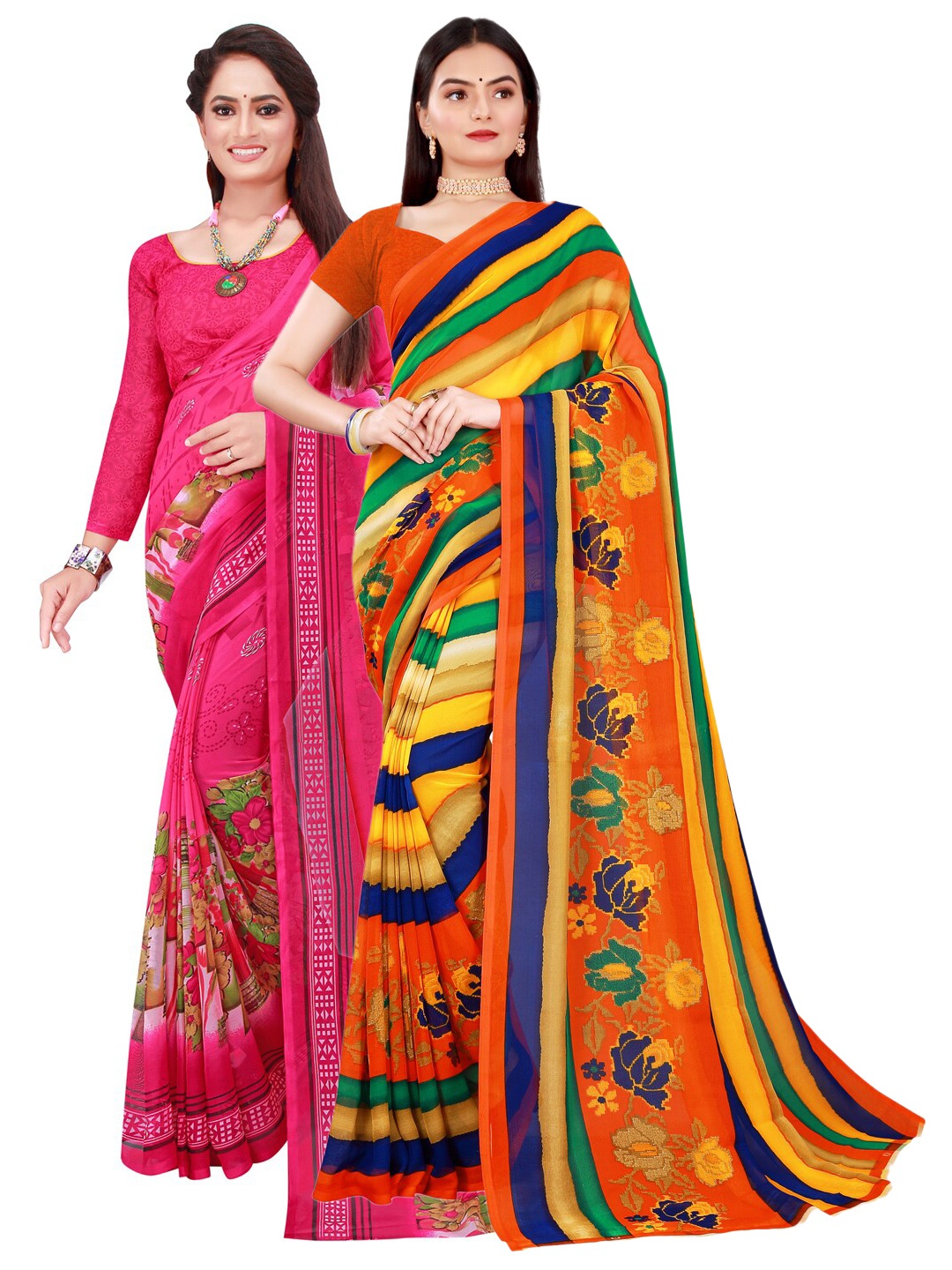

KALINI Women Multi Sarees, Pink