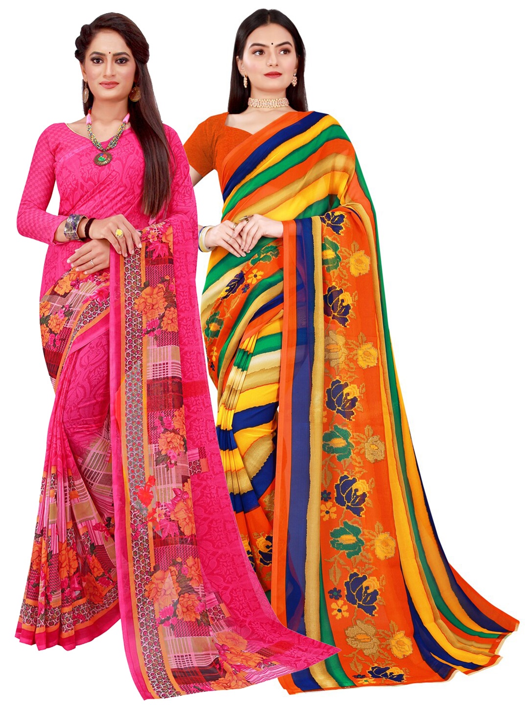 

KALINI Women Magenta Sarees