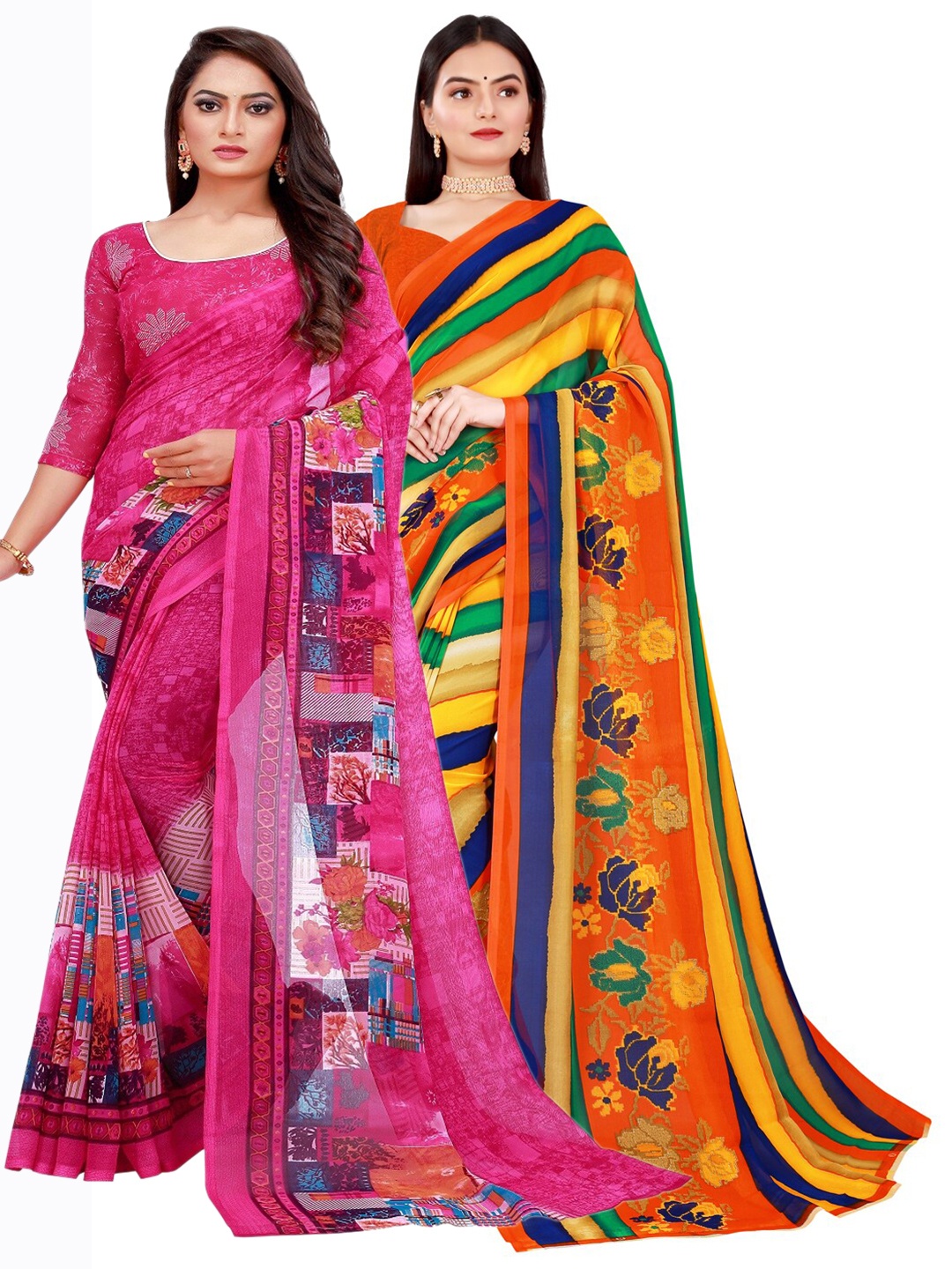 

KALINI Women Magenta Sarees