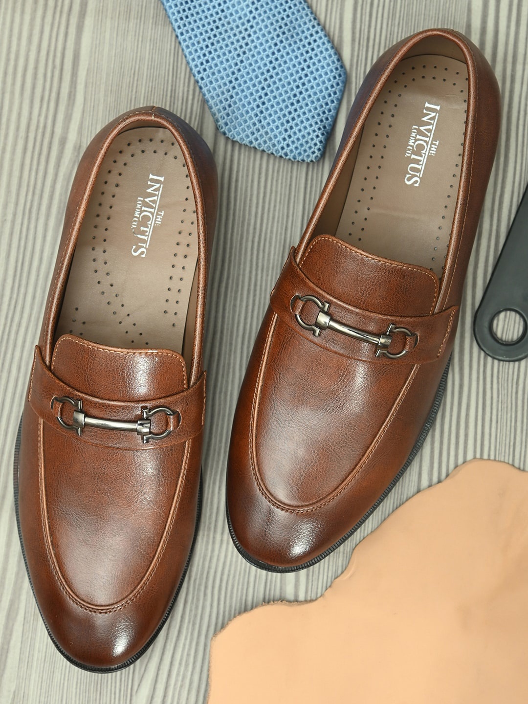 

INVICTUS Men Tan Brown Solid Formal Slip On Shoes