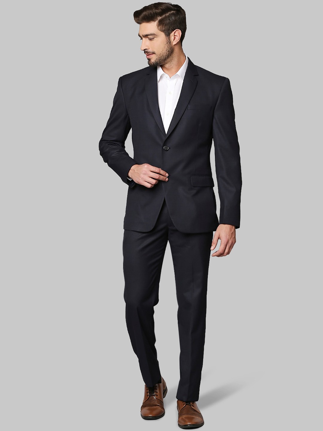 

Raymond Men Blue Checked Single-Breasted Two-Piece Formal Suit