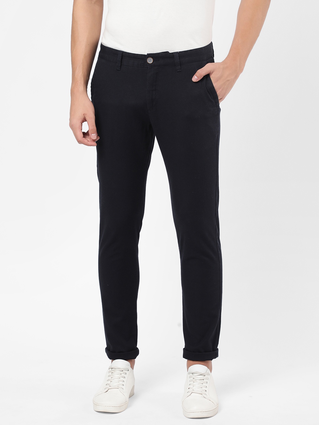 

AD By Arvind Men Navy Blue Chinos Trousers