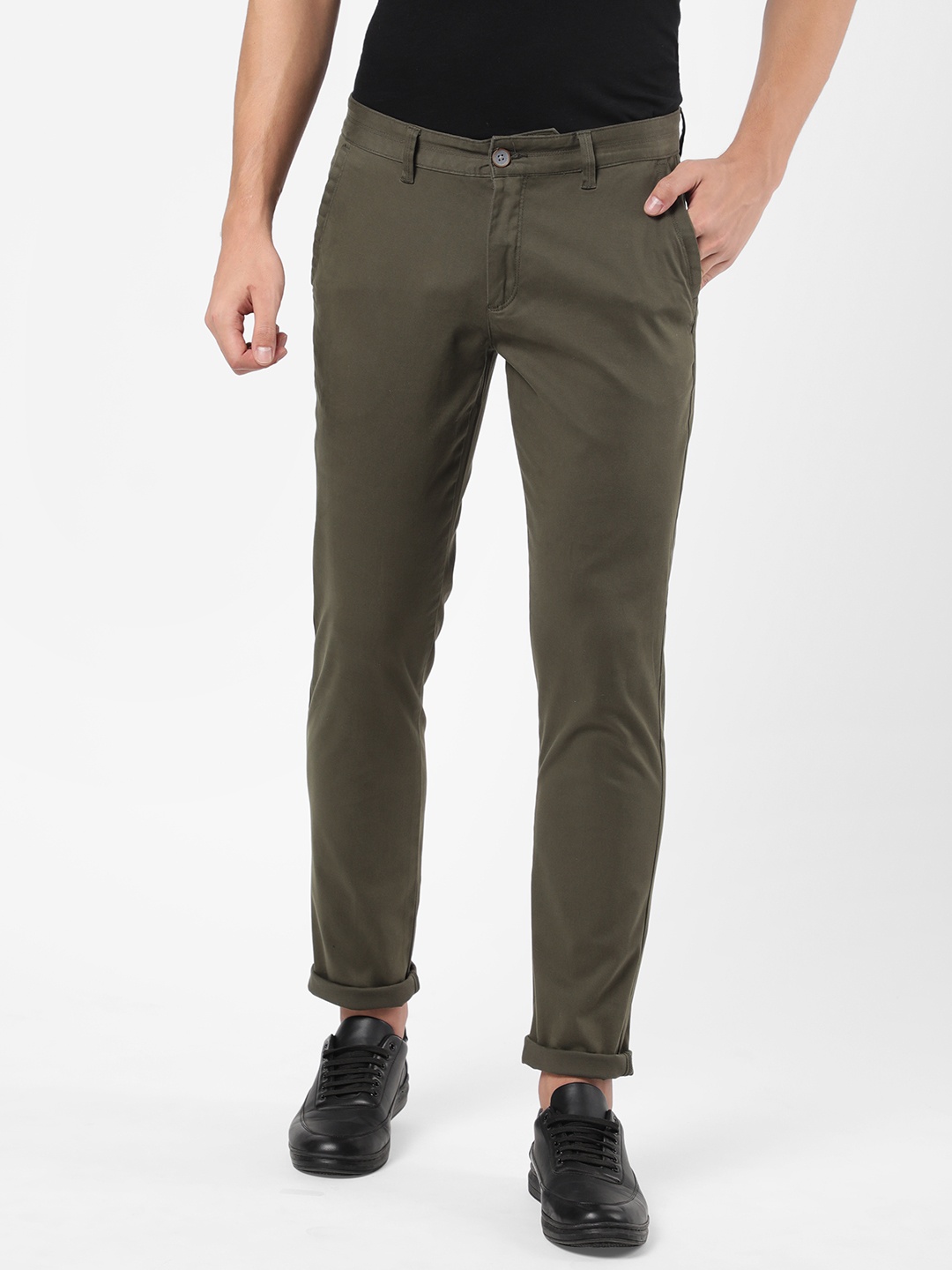 

AD By Arvind Men Olive Green Chinos Trousers