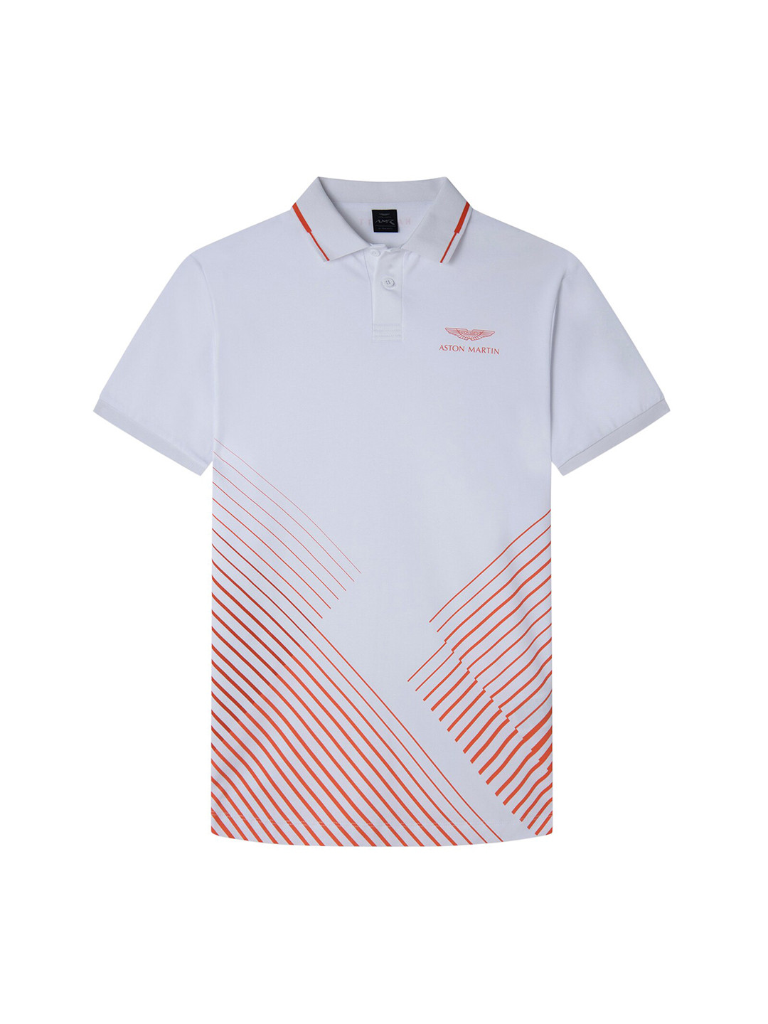 

HACKETT LONDON Men White Typography Striped Polo Collar Pure Cotton T-shirt