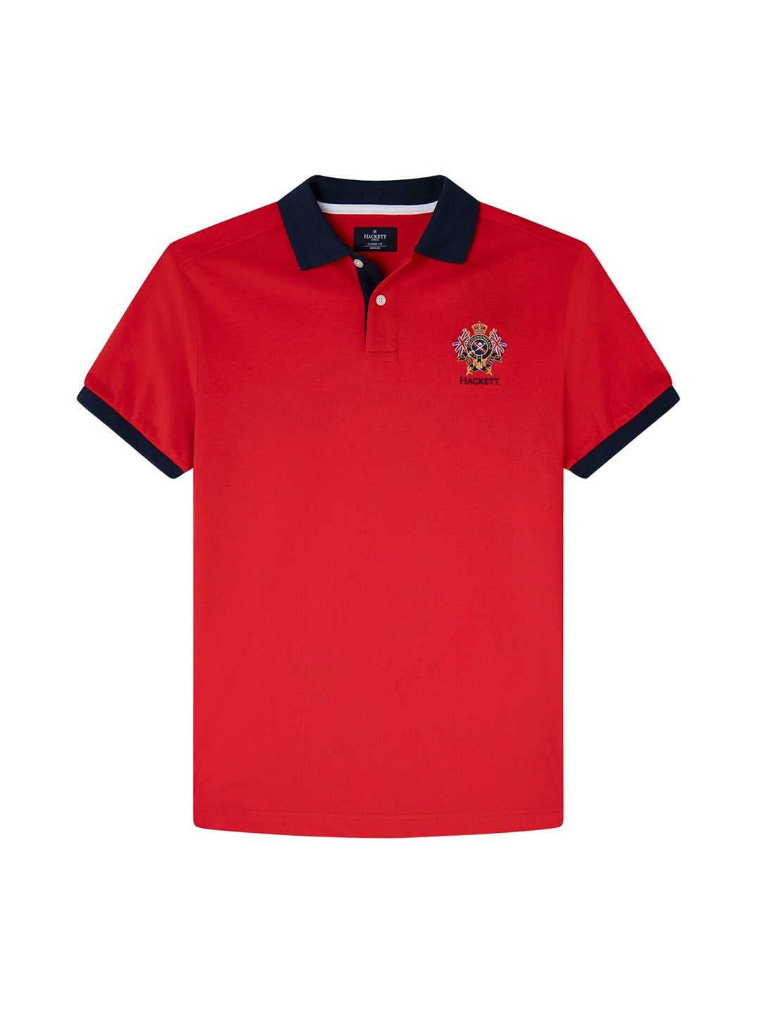 

HACKETT LONDON Men Red Polo Collar Pure Cotton T-shirt