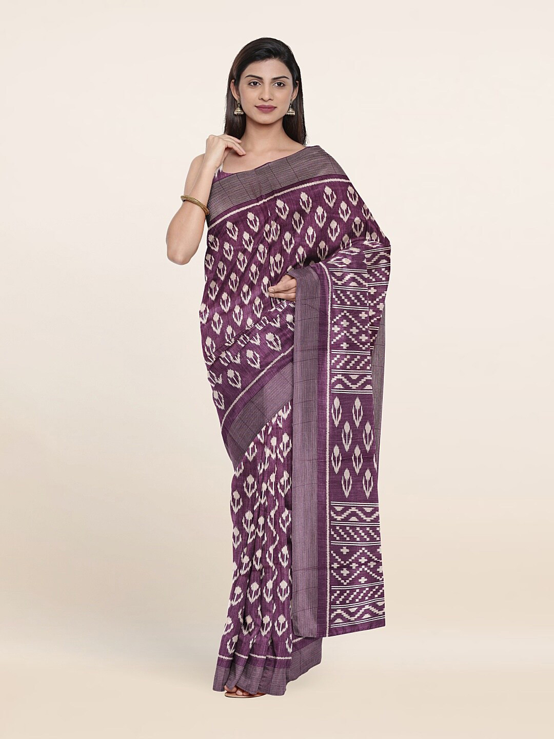 

Pothys Violet & White Floral Saree