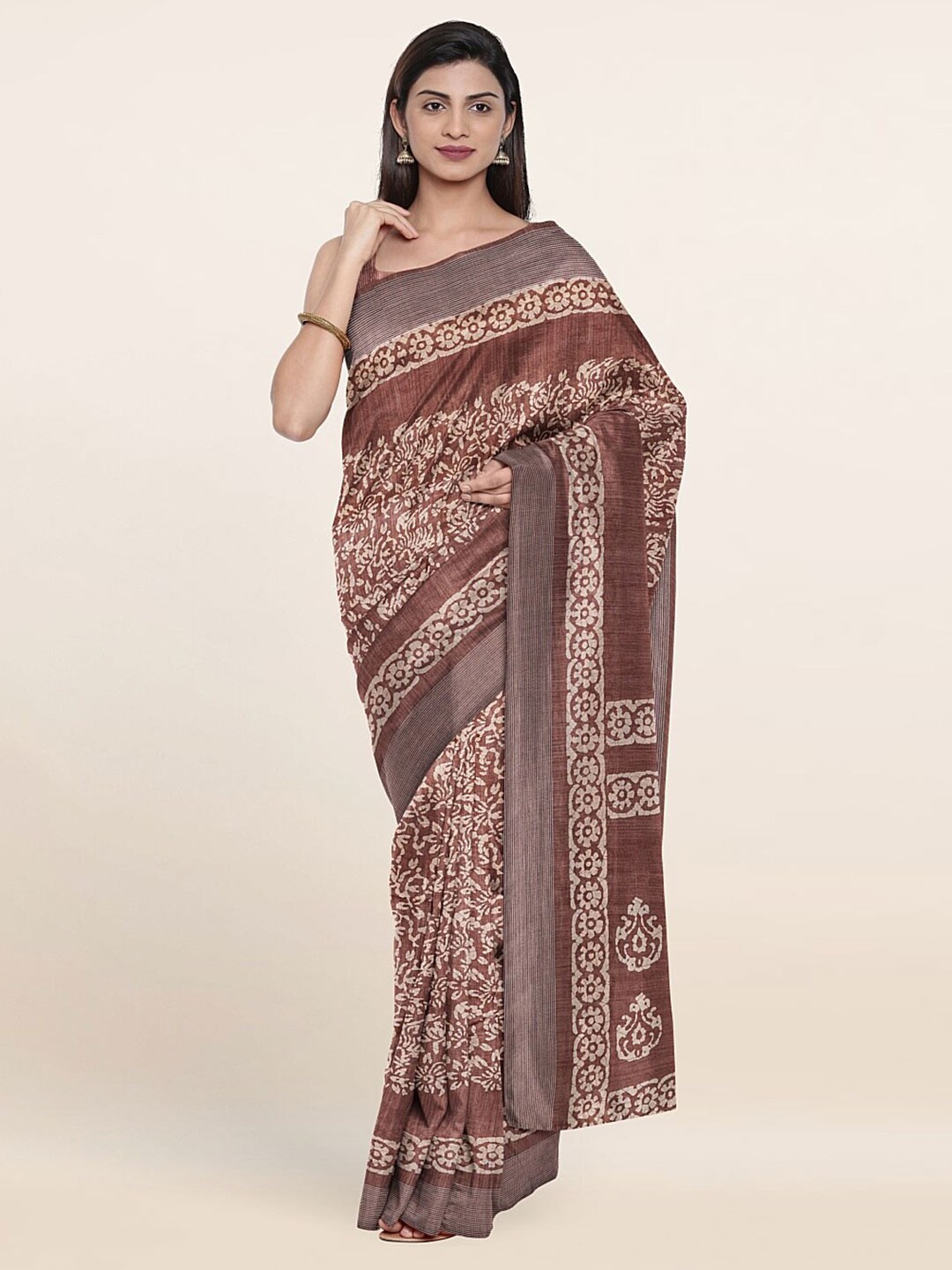 

Pothys Mauve & White Floral Saree
