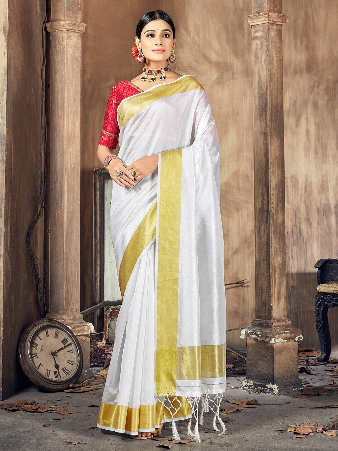 

KALINI Women White Sarees