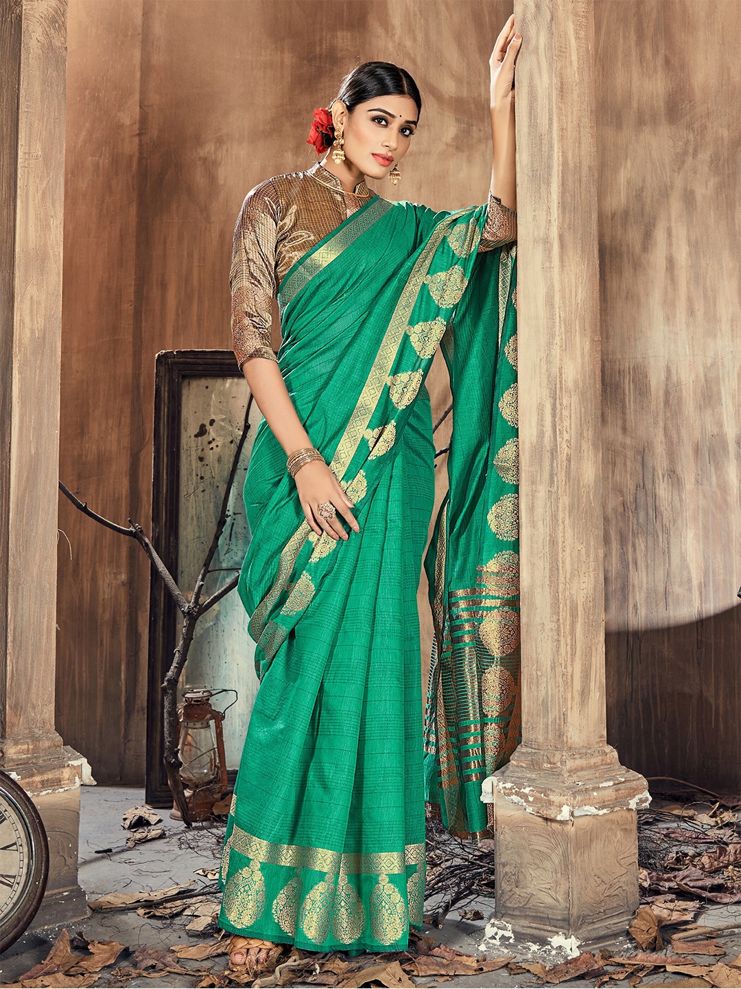 

KALINI Women Sea Green Sarees