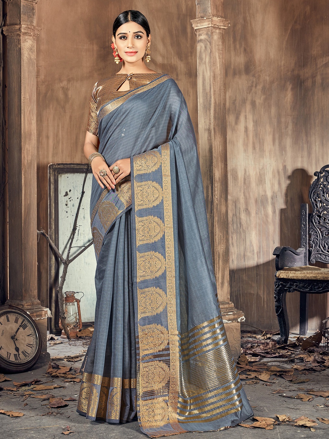 

KALINI Women Grey Sarees