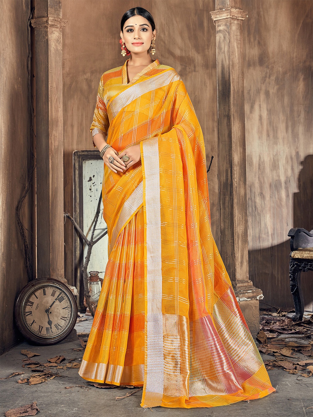 

KALINI Women Yellow Sarees