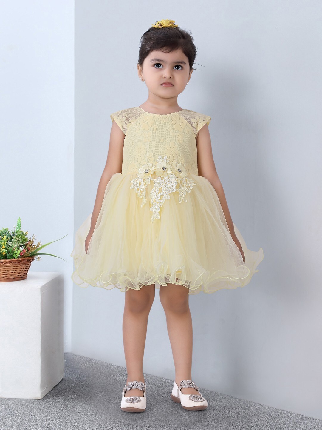 

JUST CHiLLiN Yellow Floral Fit and Flare Dress