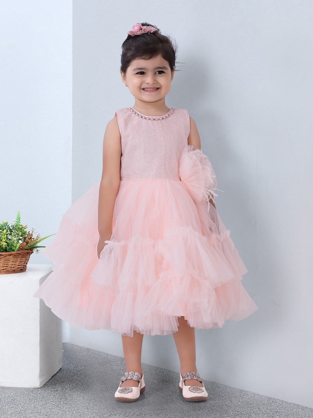

JUST CHiLLiN Peach-Coloured Fit and Flare Dress